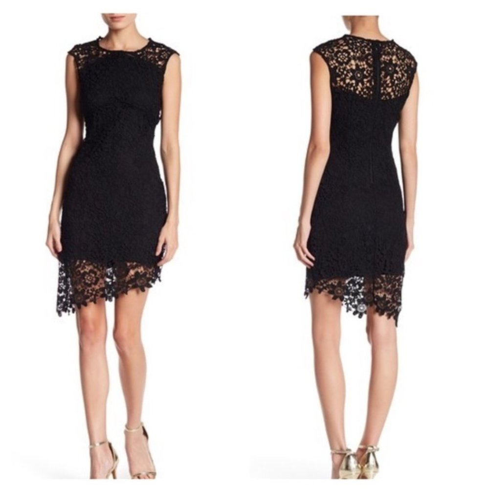 bebe black lace sleeveless dress
